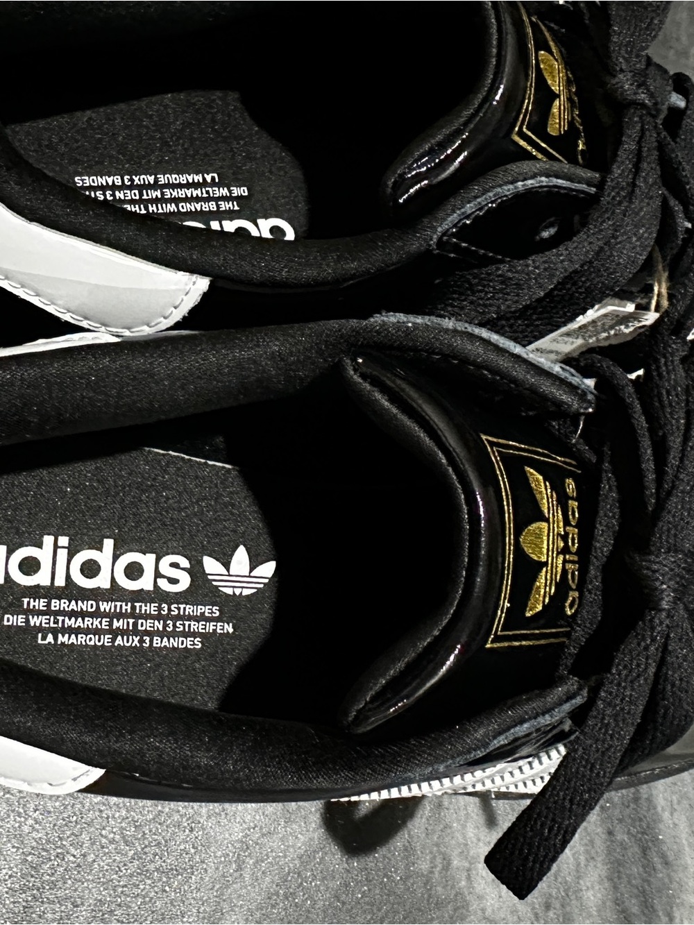 adidas Black White Gold Shell Toe Sneakers - Picture 4 of 7